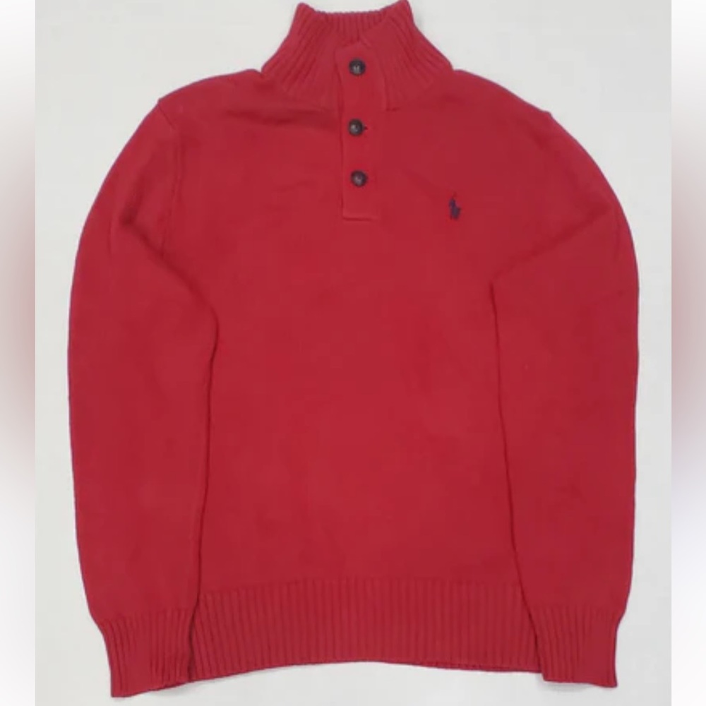 Polo by Ralph Lauren Men's vintage 1/4 button Turtleneck cottonSweater Red Sz S - Picture 10 of 10